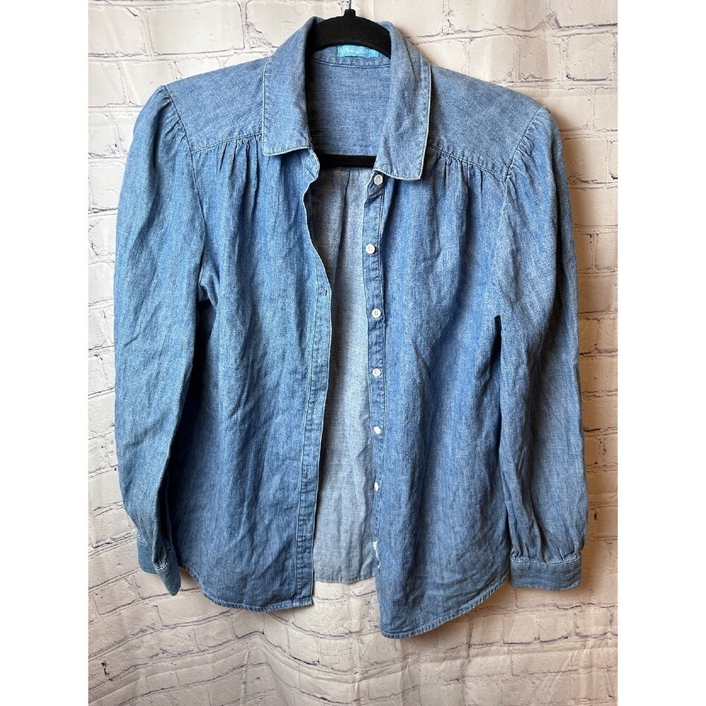 J. McLaughlin Chambray Shirt Button Down Long Sleeve Denim Top Small